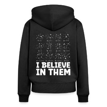 Astrology Believe In Them Esoteric Signs - Women's Premium Organic Zip Hoodie - black - Back - Julia (174cm)