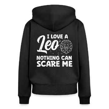 Astrology Love Leo Nothing Can Scare Me Esotericism - Women's Premium Organic Zip Hoodie - black - Back - Julia (174cm)