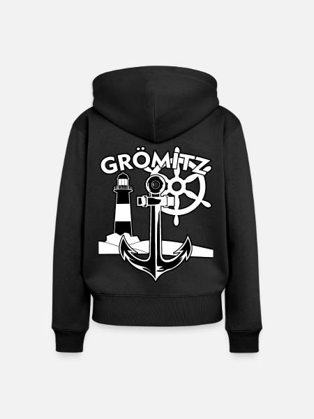 Grömitz Ostsee - Frauen Premium Bio Zip Hoodie - Schwarz