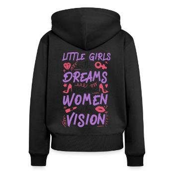 Petites filles féministes avec des rêves - Sweat à capuche zippé Premium bio Femme - noir - Dos - Julia (174cm)