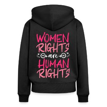 Feminist Women's Rights Are Human - Frauen Premium Bio Zip Hoodie - Schwarz - Hinten - Julia (174cm)