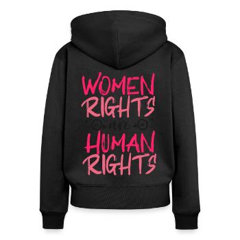 Feminist Women's Rights Are Human - Frauen Premium Bio Zip Hoodie - Schwarz - Hinten - Julia (174cm)