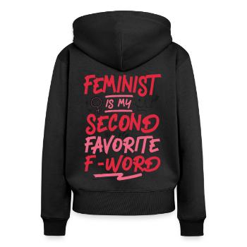 Feminist Feminist est mon deuxième - Sweat à capuche zippé Premium bio Femme - noir - Dos - Julia (174cm)