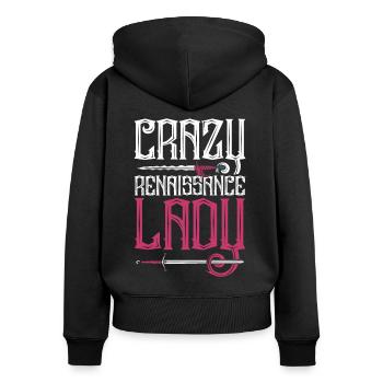 Mittelalterfest Crazy Renaissance Lady - Frauen Premium Bio Zip Hoodie - Schwarz - Hinten - Julia (174cm)