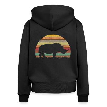 Nashorn Retro Rhino Vintage - Women's Premium Organic Zip Hoodie - black - Back - Julia (174cm)