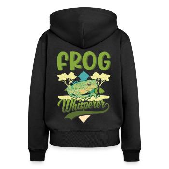 Frog Whisperer Cadeau Rainette - Sweat à capuche zippé Premium bio Femme - noir - Dos - Julia (174cm)
