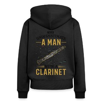 Clarinettes Homme Clarinettiste Clarinettiste - Sweat à capuche zippé Premium bio Femme - noir - Dos - Julia (174cm)