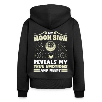 L’astrologie Le signe lunaire révèle les émotions et les besoins - Sweat à capuche zippé Premium bio Femme - noir - Dos - Julia (174cm)