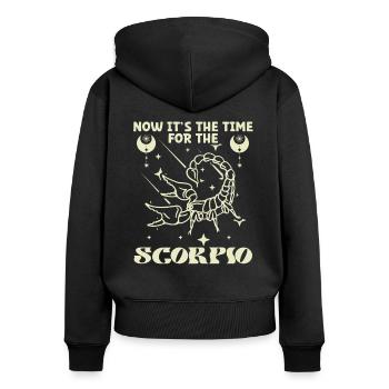 L’astrologie est temps pour les signes ésotériques du Scorpion - Sweat à capuche zippé Premium bio Femme - noir - Dos - Julia (174cm)