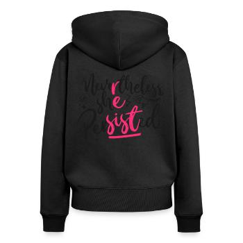 Feminist Nevertheless She - Frauen Premium Bio Zip Hoodie - Schwarz - Hinten - Julia (174cm)