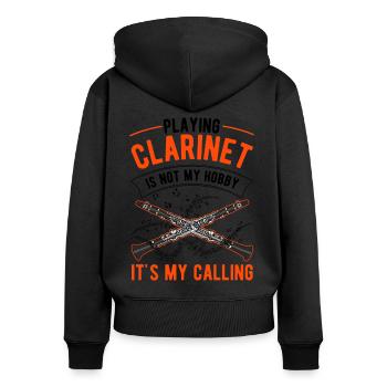 Clarinettes Amateur Clarinettiste Clarinettiste - Sweat à capuche zippé Premium bio Femme - noir - Dos - Julia (174cm)