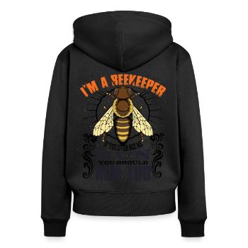 Je suis apiculteur - Sweat à capuche zippé Premium bio Femme - noir - Dos - Julia (174cm)