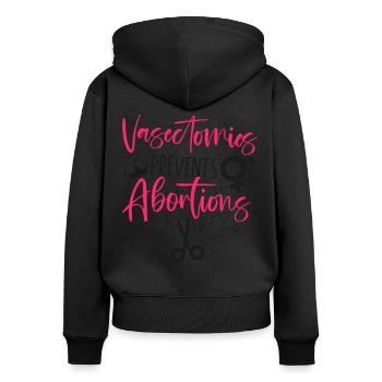 Feminist Vasectomies Prevents - Frauen Premium Bio Zip Hoodie - Schwarz - Hinten - Julia (174cm)