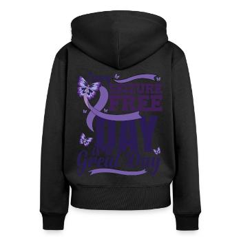 Epilepsy Quote Seizure - Women's Premium Organic Zip Hoodie - black - Back - Julia (174cm)