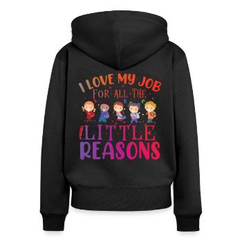Cute Kindergarten Teacher Gifts - Women's Premium Organic Zip Hoodie - black - Back - Julia (174cm)