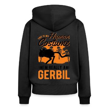 Gerbille Costume Humain Rennmaus - Sweat à capuche zippé Premium bio Femme - noir - Dos - Julia (174cm)