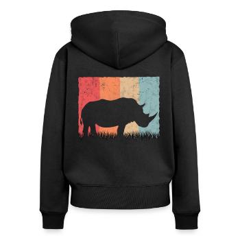 Nashorn Retro Rhino Vintage - Women's Premium Organic Zip Hoodie - black - Back - Julia (174cm)