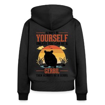 Gerbil Gift Racing Rat Gerbil - Women's Premium Organic Zip Hoodie - black - Back - Julia (174cm)