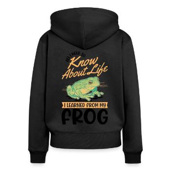 Frog Tree Frog Tree-climbing Frog - Women's Premium Organic Zip Hoodie - black - Back - Julia (174cm)