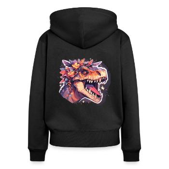 Dinosaurier Trex Dinos Dinosaurus Dino Baby - Frauen Premium Bio Zip Hoodie - Schwarz - Hinten - Julia (174cm)