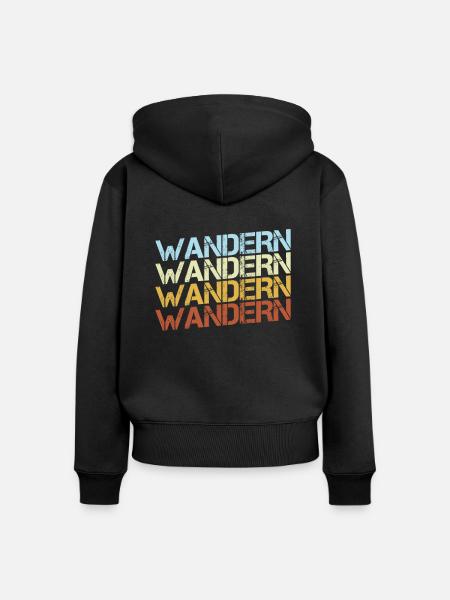 Wandern Retro - Frauen Premium Bio Zip Hoodie - Schwarz