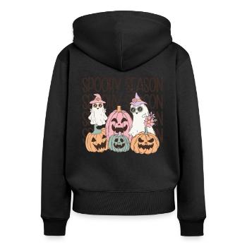 Hippy Halloween Vintage Design Spooky Season Flair - Sweat à capuche zippé Premium bio Femme - noir - Dos - Julia (174cm)