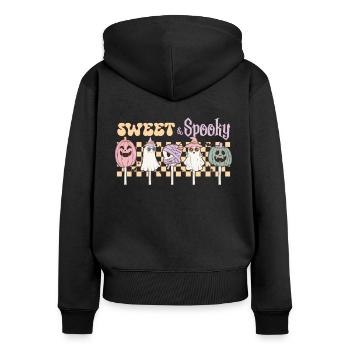 Retro Halloween: Sweet And Spoky with Lollipops - Women's Premium Organic Zip Hoodie - black - Back - Julia (174cm)