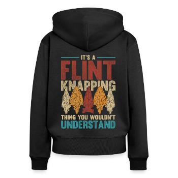 Arrowheads It's A Flint Knapping Thing - Women's Premium Organic Zip Hoodie - black - Back - Julia (174cm)