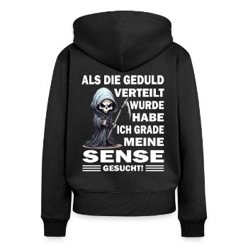 Als die Geduld verteilt wurde - Sensenmann - Frauen Premium Bio Zip Hoodie - Schwarz - Hinten - Julia (174cm)