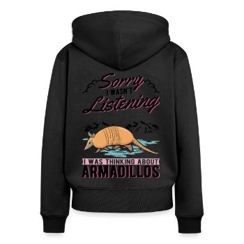 Armadillo Gift Armadillo - Women's Premium Organic Zip Hoodie - black - Back - Julia (174cm)