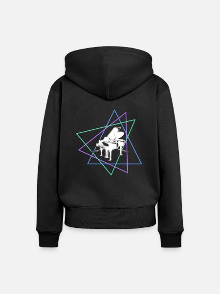 Klavier - Frauen Premium Bio Zip Hoodie - Schwarz