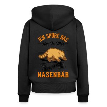 Nasenbär Coati Rüsselbär - Frauen Premium Bio Zip Hoodie - Schwarz - Hinten - Julia (174cm)