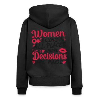 Feminist Women Belong In All - Frauen Premium Bio Zip Hoodie - Schwarz - Hinten - Julia (174cm)
