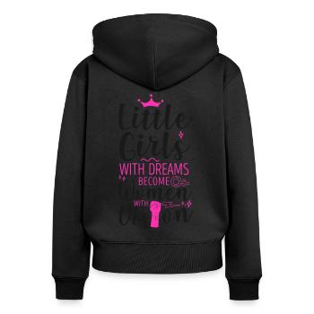 Petites filles féministes avec des rêves - Sweat à capuche zippé Premium bio Femme - noir - Dos - Julia (174cm)
