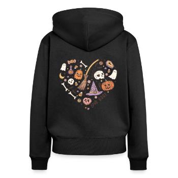 Horreur rétro élégante: Halloween 60s et 70s - Sweat à capuche zippé Premium bio Femme - noir - Dos - Julia (174cm)