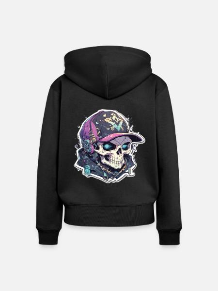 Totenkopf - Frauen Premium Bio Zip Hoodie - Schwarz