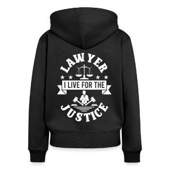 Avocat Live For Justice Avocat Avocat Droit - Sweat à capuche zippé Premium bio Femme - noir - Dos - Julia (174cm)