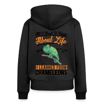 Caméléon - Sweat à capuche zippé Premium bio Femme - noir - Dos - Julia (174cm)