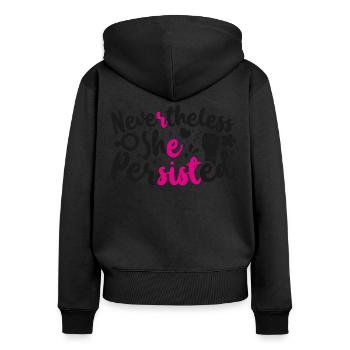 Feminist Nevertheless She - Frauen Premium Bio Zip Hoodie - Schwarz - Hinten - Julia (174cm)