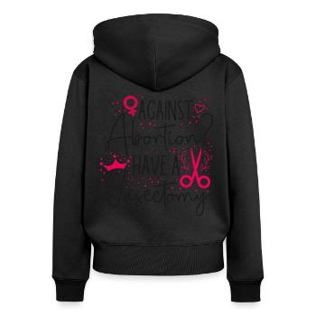 Féministe contre l’avortement ? Avoir un - Sweat à capuche zippé Premium bio Femme - noir - Dos - Julia (174cm)