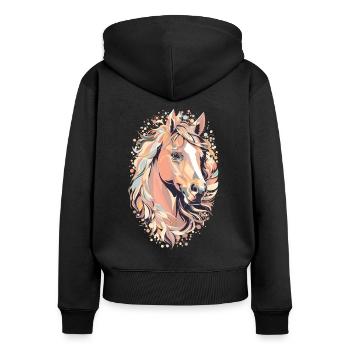 Cute Horse Design - Colorful Horse Silhouette - Women's Premium Organic Zip Hoodie - black - Back - Julia (174cm)