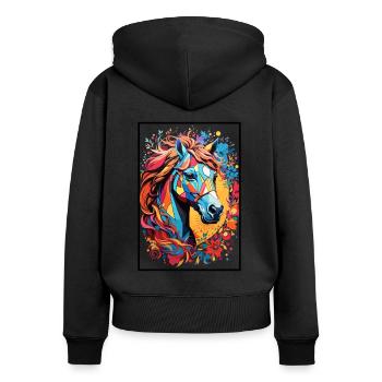 Cute Horse Design - Colorful Horse Silhouette - Women's Premium Organic Zip Hoodie - black - Back - Julia (174cm)