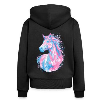 Cute Horse Design - Colorful Horse Silhouette - Women's Premium Organic Zip Hoodie - black - Back - Julia (174cm)