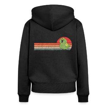 Kakapo Retro Nachtpapagei Vintage - Frauen Premium Bio Zip Hoodie - Schwarz - Hinten - Julia (174cm)