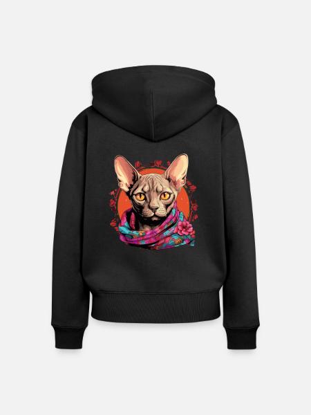 sphynx cat - Frauen Premium Bio Zip Hoodie - Schwarz