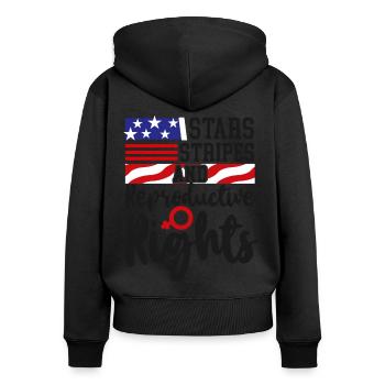 Feminist Stars Stripes & - Frauen Premium Bio Zip Hoodie - Schwarz - Hinten - Julia (174cm)