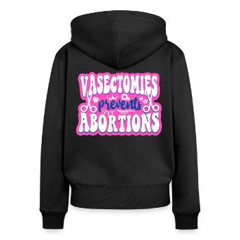 Feminist Vasectomies Prevents - Frauen Premium Bio Zip Hoodie - Schwarz - Hinten - Julia (174cm)