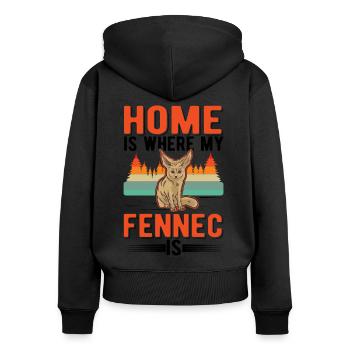 Zuhause ist wo mein Fennek ist - Frauen Premium Bio Zip Hoodie - Schwarz - Hinten - Julia (174cm)