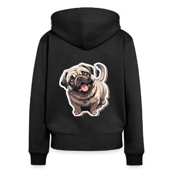 Mops Mops Hund Mops Sonnenbrille Mops Geschenk - Frauen Premium Bio Zip Hoodie - Schwarz - Hinten - Julia (174cm)