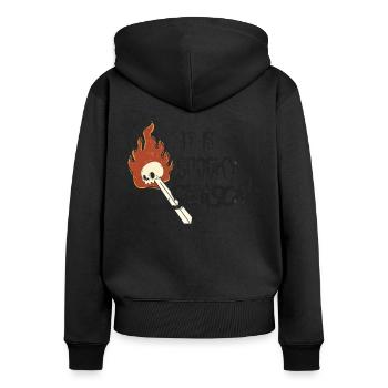 Spooky Season: Burning Halloween Skull - Women's Premium Organic Zip Hoodie - black - Back - Julia (174cm)